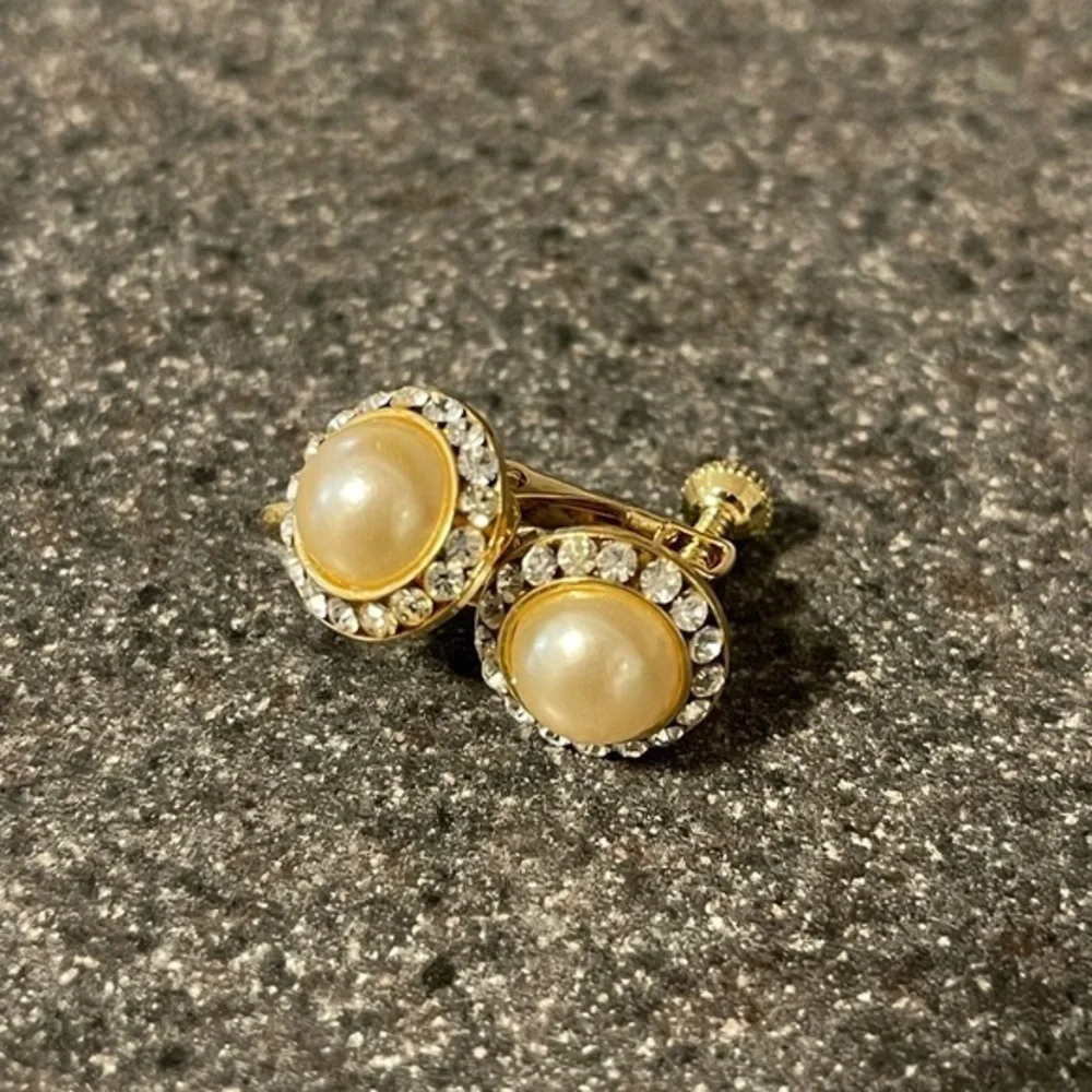 FAUX PEARL DIAMOND EARRINGS-Worn Once-Perfect‎ Condition